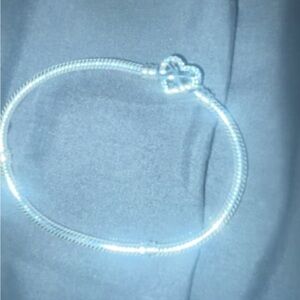 Silver Heart Clasp Snake Chain Bracelet - Women's Jewelry